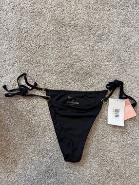 Dippin' Daisy's Black Bikini Bottoms with Pink Logo Print